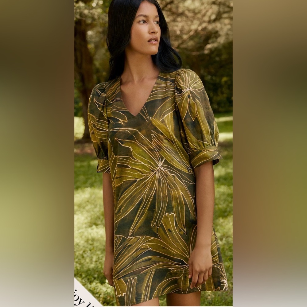 NWT Marie Oliver Linen Blend Ola Dress in Canopy Color. Size L
